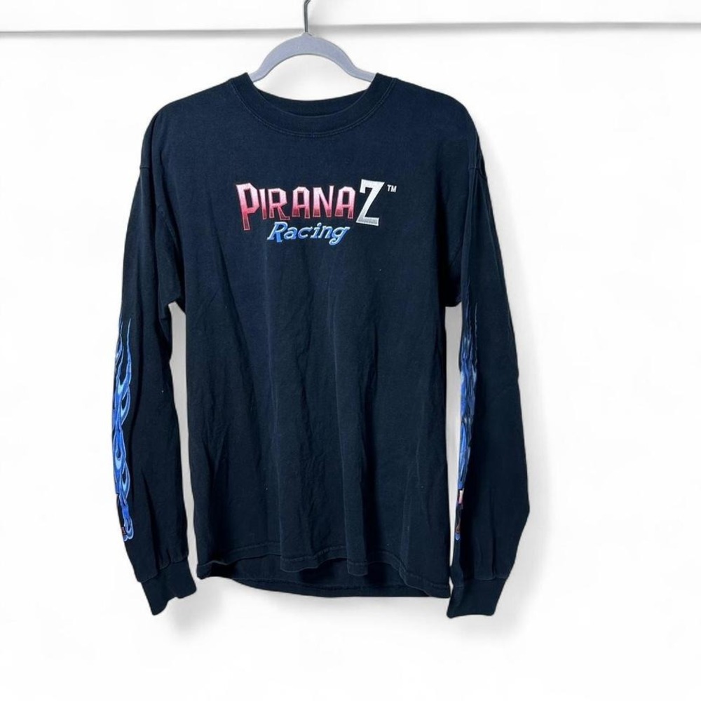 Y2K  Piranaz Pirana Z Racing Hell's Full‎ I'm Back Graphic Race Y2K Flame sleeve